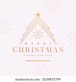 Merry Christmas and Happy New Year typography on a background with Christmas elements