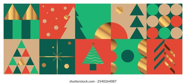 Merry Christmas and happy new year pattern background vector. Decorative elements of tree, snowflake, bauble, gift. Design for banner, holidays cover, poster, wallpaper, packaging, ads.