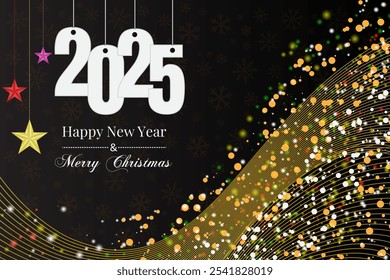 Feliz Natal e feliz ano novo tipografia de luxo deseja vetor design de fundo elegante para todos você. Feliz Natal e ano novo texto superior feliz feriado Visão de fundo. Sinal de texto de saudação. EPS 