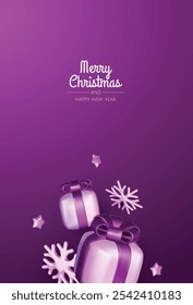 Merry Christmas and happy new year background. Christmas tree, Gift boxes, Christmas balls. Christmas element for web, banners, greeting card, template design.