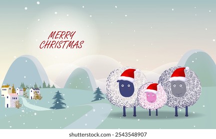 Feliz Natal e feliz ano novo cartão de saudação com Snowman personagem vetor ilustração design.