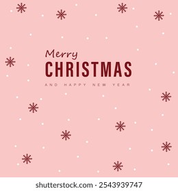 Merry Christmas and Happy New Year banner Illustration with pink dotted background with snowflakes.