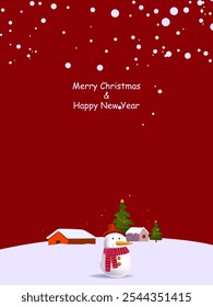 Merry Christmas and happy new year gretting card design vector illustration. Cristmas tree, snowman character icon sign and symbol.