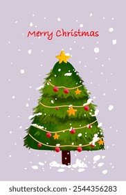 Merry Christmas and happy new year gretting card design vector illustration. Cristmas tree, icon sign and symbol.