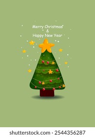 Merry Christmas and happy new year gretting card design vector illustration. Cristmas tree, icon sign and symbol.