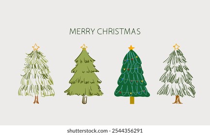 Merry Christmas and happy new year gretting card design vector illustration. Cristmas tree, icon sign and symbol.