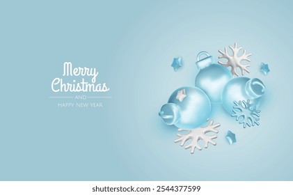 Merry Christmas and happy new year background. Christmas tree, Gift boxes, Christmas balls. Christmas element for web, banners, greeting card, template design.
