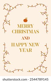 Merry christmas and happy new year. Vector greeting card template.