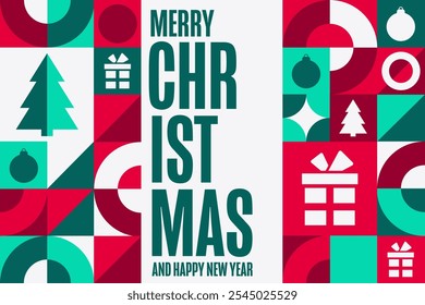 Merry Christmas and Happy New Year. Holiday concept. Template for background, banner, card, poster with text. Vector EPS10 illustration