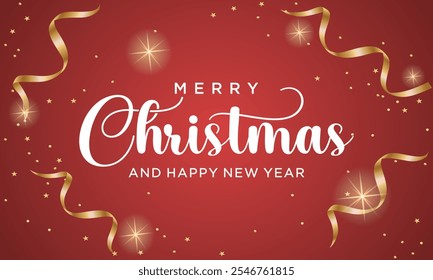 Merry Christmas and Happy New Year text, lettering for greeting cards, banners, posters, isolated vector illustration