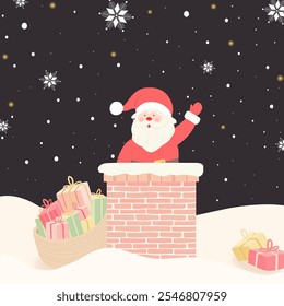 Merry Christmas and Happy New Year greeting card, vector illustration.