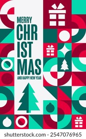 Merry Christmas and Happy New Year. Holiday concept. Template for background, banner, card, poster with text. Vector EPS10 illustration