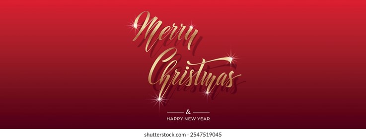 Merry Christmas and Happy New Year hand lettering calligraphy. Vector holiday illustration element.