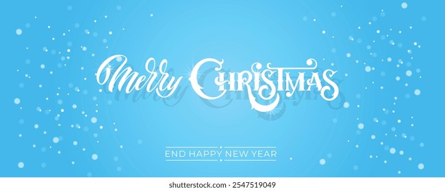 Merry Christmas and Happy New Year hand lettering calligraphy. Vector holiday illustration element.