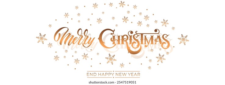 Merry Christmas and Happy New Year hand lettering calligraphy. Vector holiday illustration element.