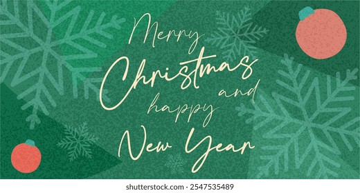 Merry Christmas and happy New Year banner, holiday background. Modern textured Xmas banner with snowflakes and abstract elements. Minimal art poster
