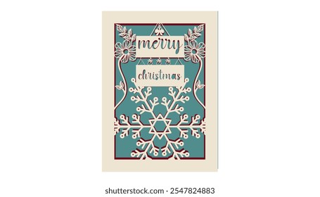 Merry Christmas and Happy New Year 2 layered snowflake gift card.