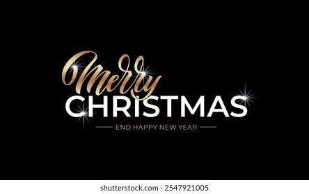 Merry Christmas and Happy New Year hand lettering calligraphy. Vector holiday illustration element.