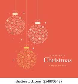 Merry Christmas and Happy New Year background. Christmas decoration, Winter holiday composition, Greeting card