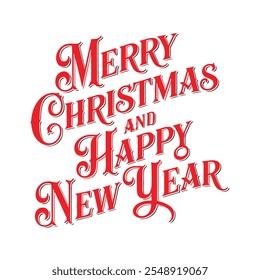 Merry Christmas and happy new year typography