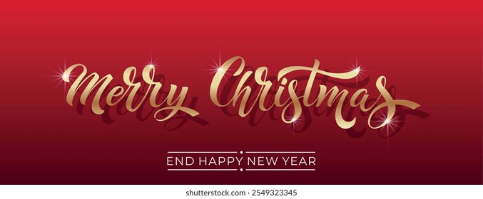 Merry Christmas and Happy New Year hand lettering calligraphy. Vector holiday illustration element.