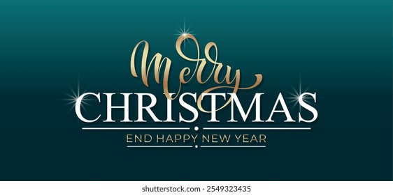 Merry Christmas and Happy New Year hand lettering calligraphy. Vector holiday illustration element.