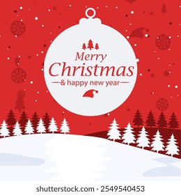 Merry Christmas and happy new year poster with elegant Christmas tree