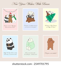 Merry Christmas and Happy New Year with Bears