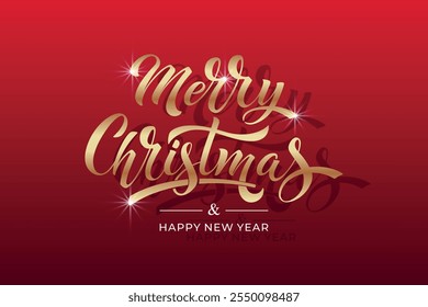 Merry Christmas and Happy New Year hand lettering calligraphy. Vector holiday illustration element.