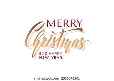 Merry Christmas and Happy New Year hand lettering calligraphy. Vector holiday illustration element.