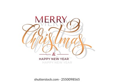 Merry Christmas and Happy New Year hand lettering calligraphy. Vector holiday illustration element.