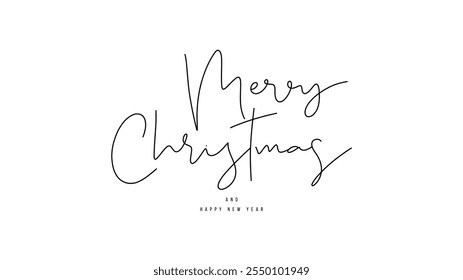 Merry Christmas and happy new year handwriting on white background, Christmas element for web, banners template design. Vector illustration EPS10