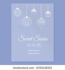 Merry Christmas and Happy New Year greeting web banner. Modern Xmas art doodle design with typography, beautiful Christmas tree, balls and snowflake pattern. Minimal card, flyer, layout, poster, cover