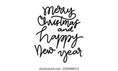 Merry Christmas and happy new year handwriting on white background, Christmas element for web, banners template design. Vector illustration EPS10