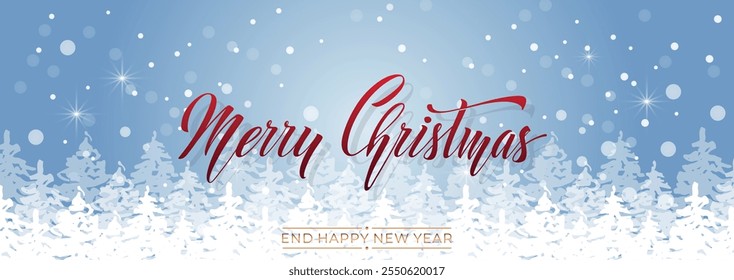 Merry Christmas and Happy New Year hand lettering calligraphy. Vector holiday illustration element.