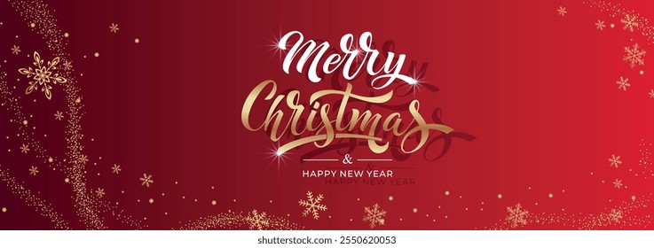 Merry Christmas and Happy New Year hand lettering calligraphy. Vector holiday illustration element.