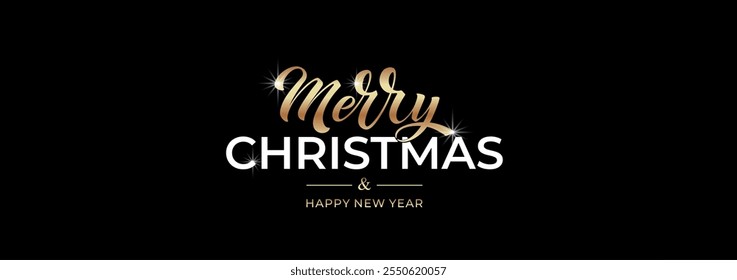 Merry Christmas and Happy New Year hand lettering calligraphy. Vector holiday illustration element.