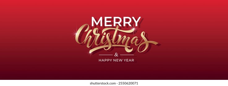 Merry Christmas and Happy New Year hand lettering calligraphy. Vector holiday illustration element.