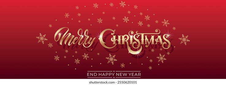 Merry Christmas and Happy New Year hand lettering calligraphy. Vector holiday illustration element.