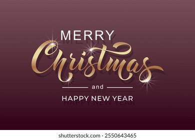 Merry Christmas and Happy New Year hand lettering calligraphy. Vector holiday illustration element.