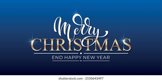 Merry Christmas and Happy New Year hand lettering calligraphy. Vector holiday illustration element.