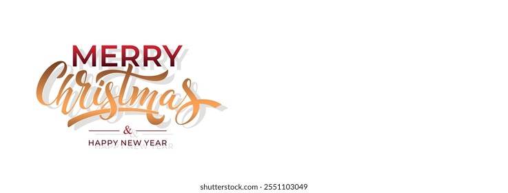 Merry Christmas and Happy New Year hand lettering calligraphy. Vector holiday illustration element.