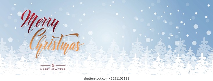Merry Christmas and Happy New Year hand lettering calligraphy. Vector holiday illustration element.