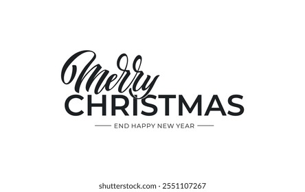 Feliz Natal e feliz Ano Novo caligrafia mão. Elemento de ilustração de feriado vetorial.
