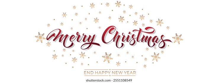 Merry Christmas and Happy New Year hand lettering calligraphy. Vector holiday illustration element.