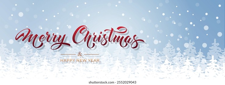 Merry Christmas and Happy New Year hand lettering calligraphy. Vector holiday illustration element.