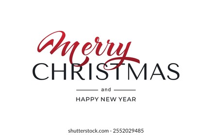 Merry Christmas and Happy New Year hand lettering calligraphy. Vector holiday illustration element.