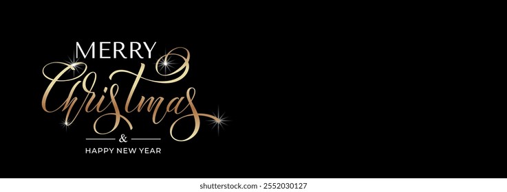 Merry Christmas and Happy New Year hand lettering calligraphy. Vector holiday illustration element.