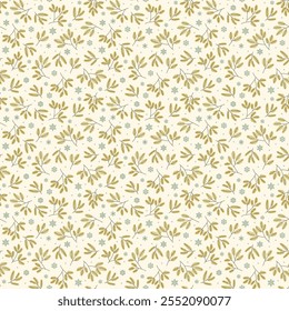 Merry Christmas, Happy New Year seamless pattern with winter flowers, holly leaves and berries for greeting cards, wrapping papers. Seamless winter pattern. Vector illustration. Hand drawn.