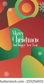 merry christmas and happy new year in abstratct background . abstract greeting card in vertical mode for print or social media story or post vector illustration. 